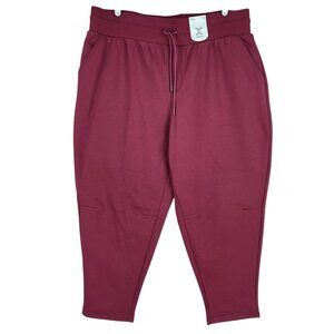 Xersion Women's Classic Fleece Loose Fit Burgundy Pants Size XXL Drawstring NWT